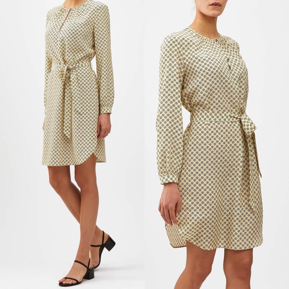 J Peterman 100% Silk Champagne Dress Sz XS